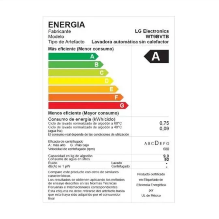 Lavadora LG Carga Superior 9kg WT9BVTB | Envío a Perú
