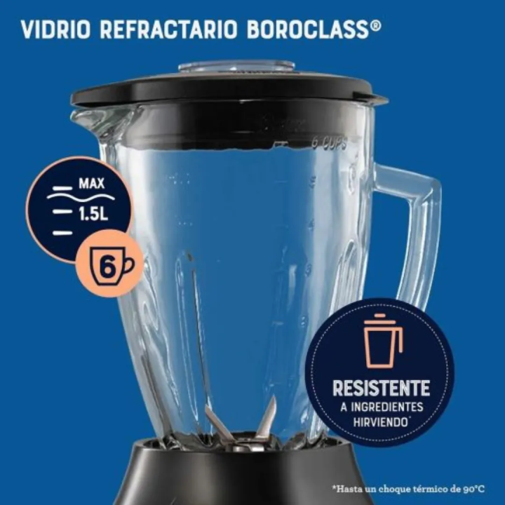 Licuadora Oster BLSTPEG-NPB-053 de 6 Velocidades y Vaso Vidrio