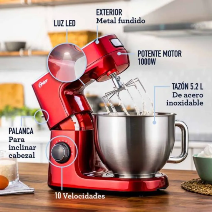 Batidora Planetaria Oster FPSTSMPL3R-053 de 5.2 Litros Roja