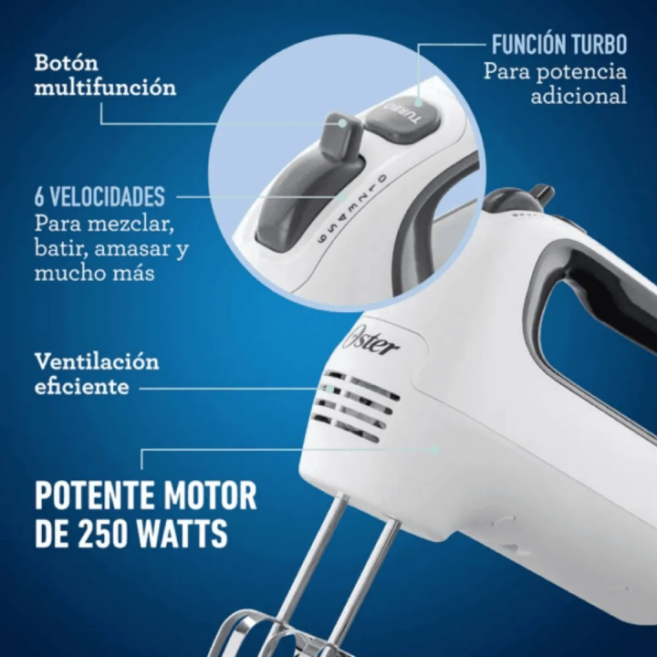 Batidora de Mano Oster 6 Velocidades Blanca FPSTHM3532-053