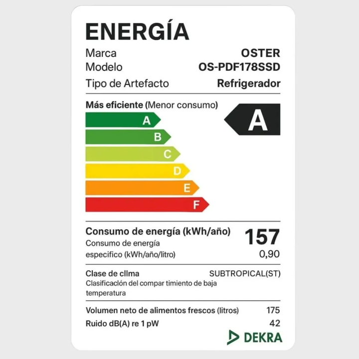 Refrigeradora Oster OS-PDF178SSD 175L - Ficha Técnica