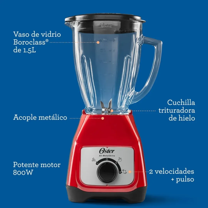 Licuadora Oster Roja 2 Vel 1.5L BLSTKAG-RRD-053 | Jared