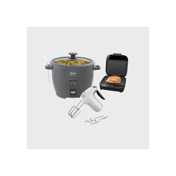 Tricombo Oster Cocina Práctica | Arrocera + Batidora + Sandwichera