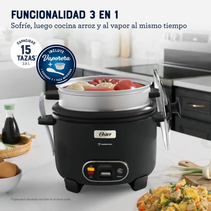 Olla Arrocera Oster 3 en 1 15 Tazas DiamondForce - jared