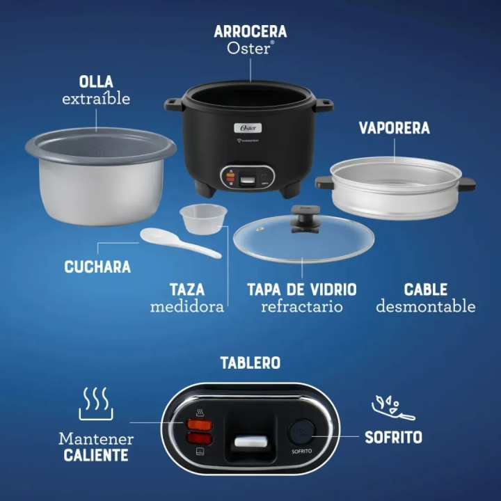 Olla Arrocera Oster 3 en 1 15 Tazas DiamondForce - jared