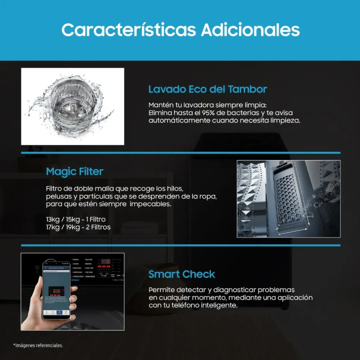 Lavadora Samsung Carga Superior 13kg WA40F13E4CPE