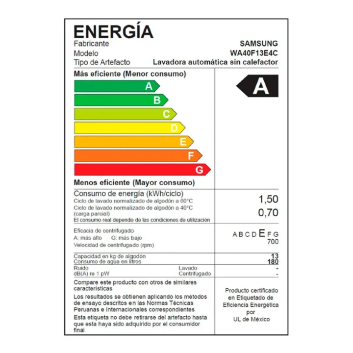 Lavadora Samsung Carga Superior 13kg WA40F13E4CPE