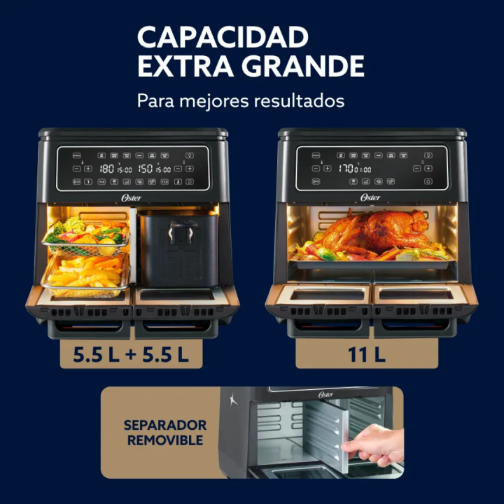 Freidora de Aire Oster Dual Flex 11L CKSTAF11MCDDF
