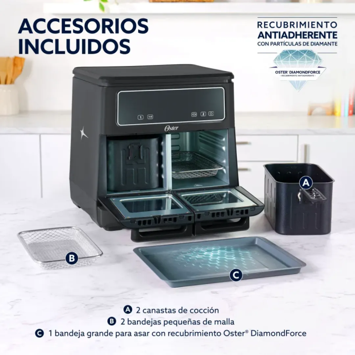Freidora de Aire Oster Dual Flex 11L CKSTAF11MCDDF