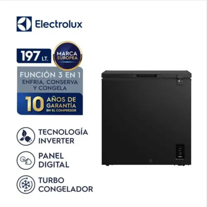 Congelador Horizontal Electrolux Inverter 197L Negro EFH20S2P5AB